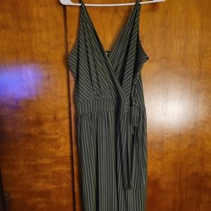 Green and White Stripped Womans Large Jump Suit NWT